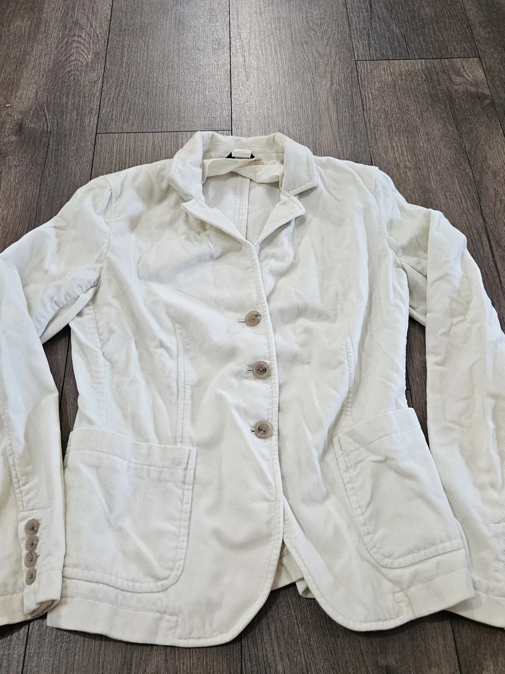 Womens J. Crew White Velour Blazer Jacket Size S 100% Cotton